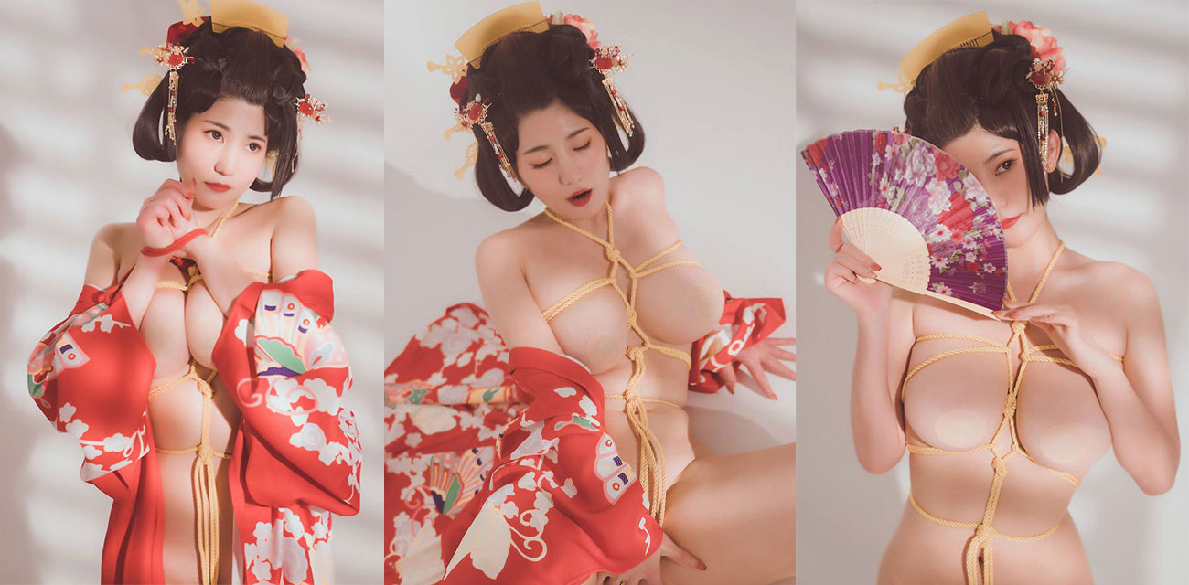 极品福利姬【星澜】和服绳缚私拍流出，巨乳肥臀被勒陷翘臀爬行乳晃屏爆，复古骚体香艳诱人